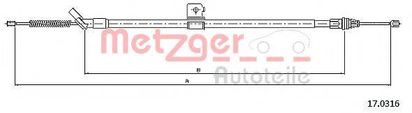 METZGER 170316 Трос, стоянкова гальмівна система